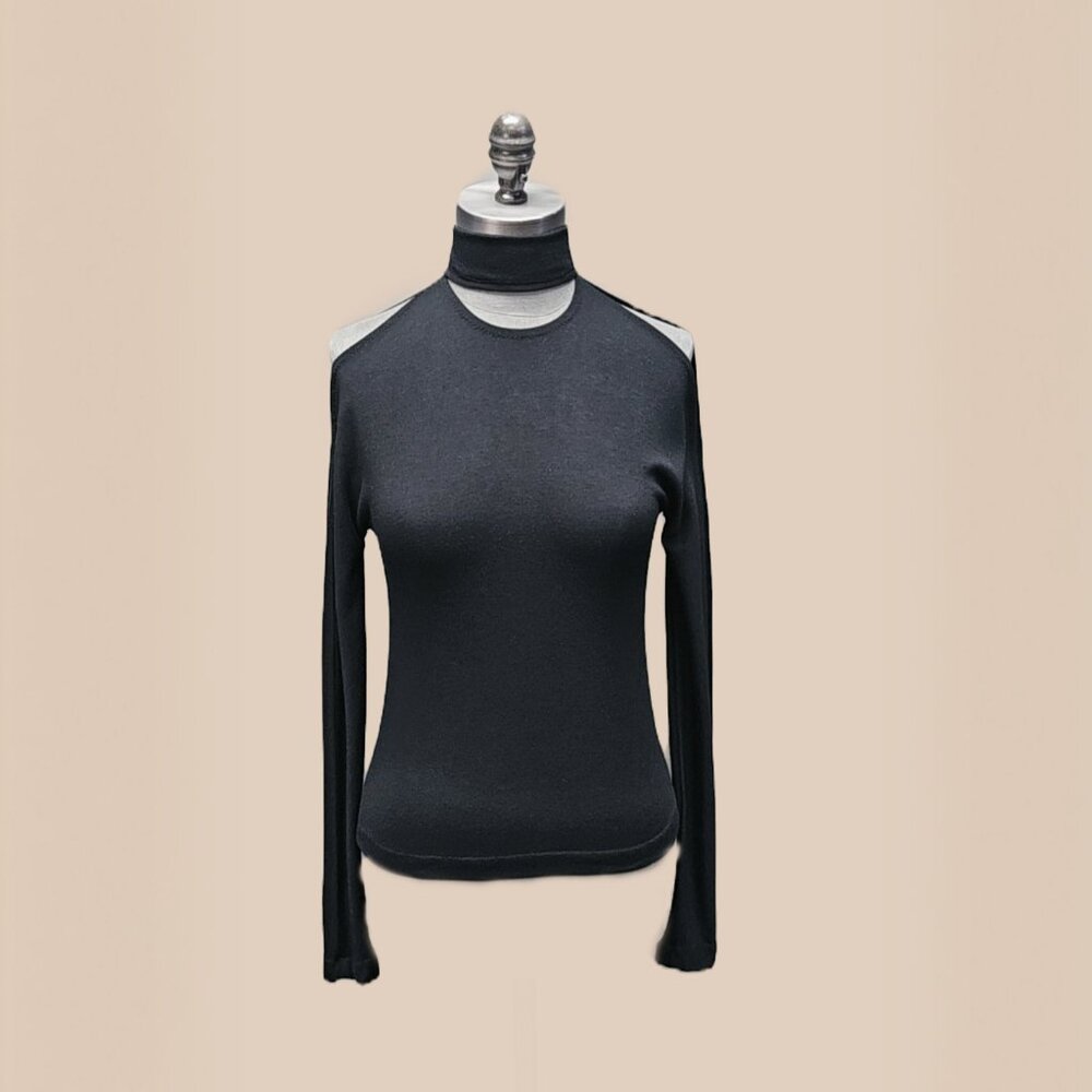 Marie Saint Pierre Long Sleeve Open Shoulders and High Neck Top